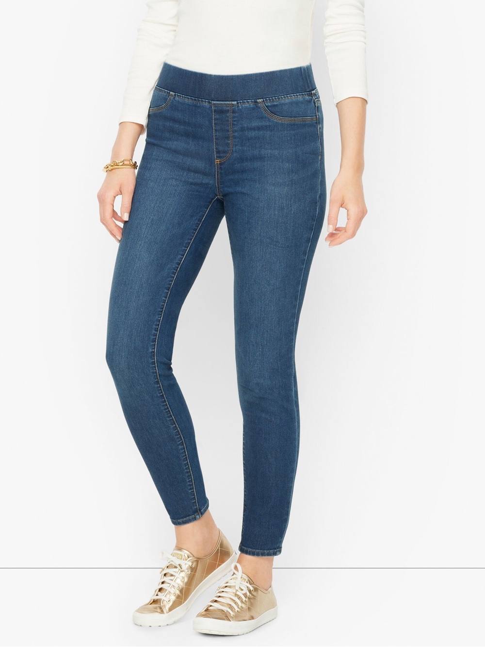 Talbots Pull On Jegging Blue Size 12 Casual Minimalist Effortless Stretch